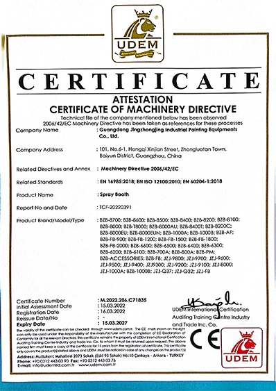 certificate of machinery directive