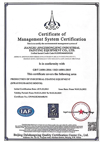 certificate of management system certification 2022